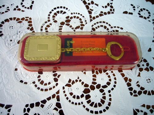 Vintage Swiss Reuge Musical Pendant Key Chain Works Music Box Oh My Papa NOS - Picture 6 of 6