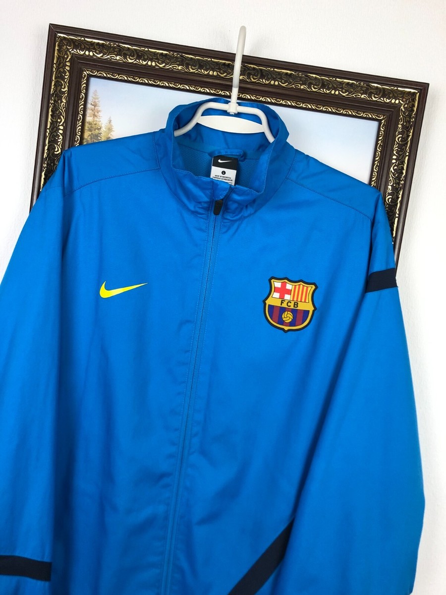 Vintage Nike FC Barcelona Football Jacket Blue Soccer Track Top