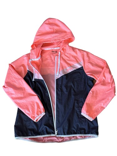 Fila Sport Windbreaker Navy Pink Live in Motion Zip Jacket MSRP $55 Womens L - Picture 4 of 8