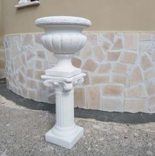 VASO CALICE FIORIERA CON COLONNA DA ESTERNO PER GIARDINO IN CEMENTO MARMO PIETRA