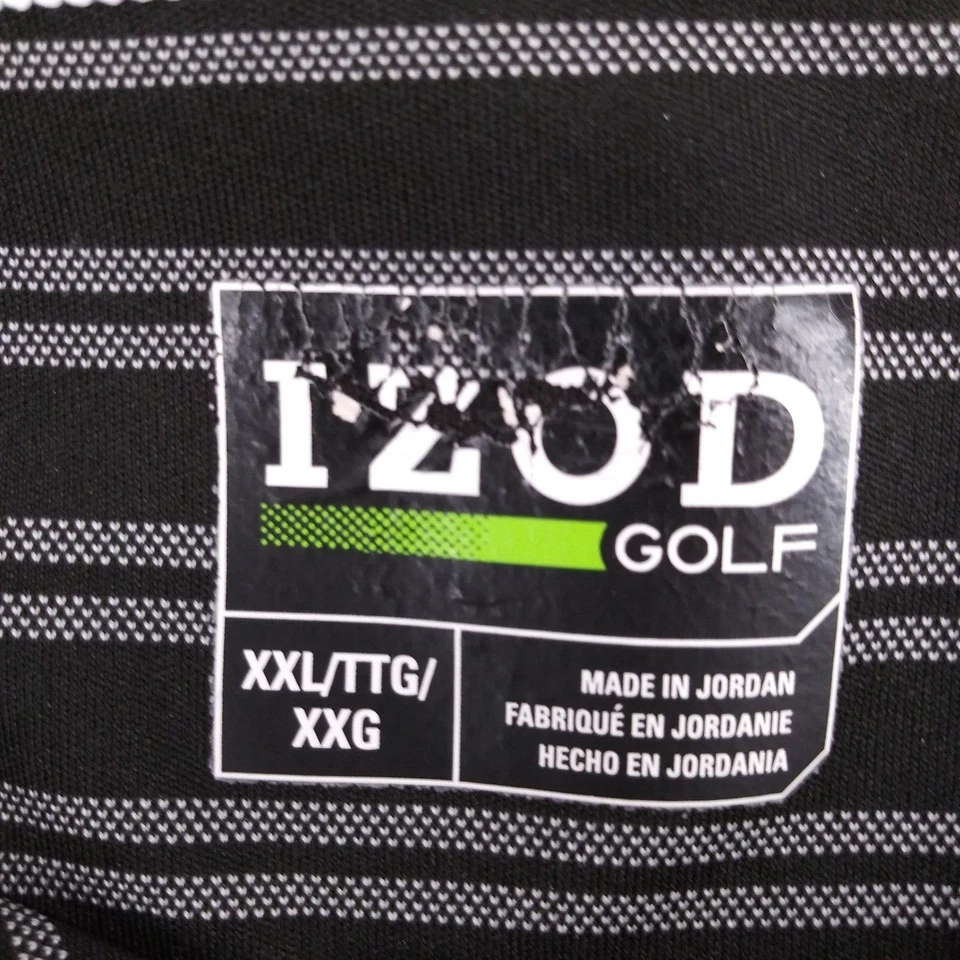 Camisa Polo IZOD Para Hombre Talla XXL Negra Rayas Manga Corta Golf Aire Libre Foto 4 de 4