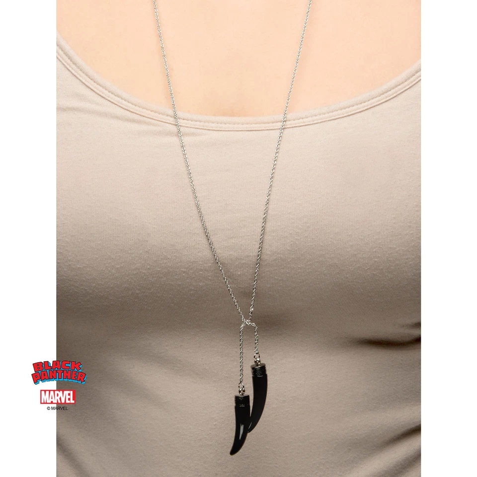 Collar de dos garras de acero inoxidable pantera negra con licencia para dama Foto 2 de 4