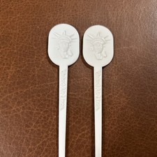 2-Vintage United Airlines NY The Friendly Skies Plastic Swizzle Stick