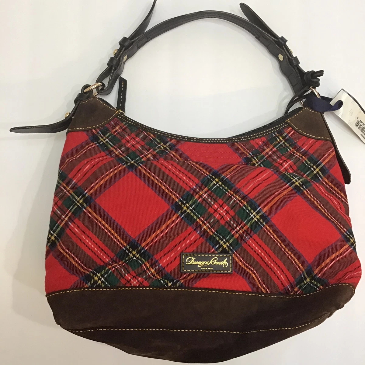 grabbag, handbag, top handle purse, recessed zipper handbag, black tweed  handbag, Scottie dog handbag, Royal Stewart tartan, applique handbag,