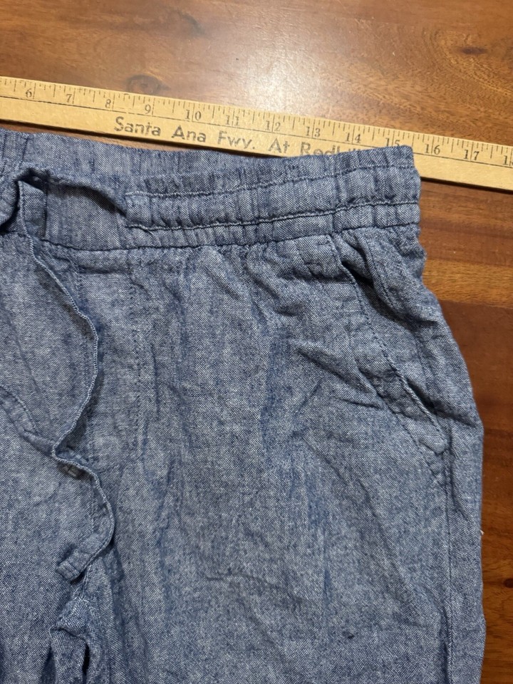 Old Navy Women’s Blue Pull On Linen Blend Cropped Pants Sz M eBay