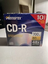 Memorex CD-R 10 Pack Slim Jewel Cases 700MB 80Min h29x