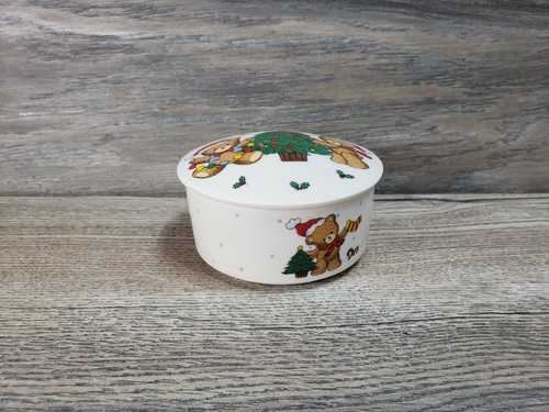 Studio Nova Christmas Beary Tree Trimming Round Trinket Candy Box with Lid - Picture 2 of 7