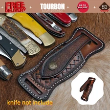 Tourbon Leather Folding Blade Knife Sheath Belt EDC Knives Case Ambidextrous