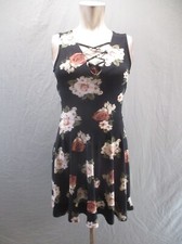 Justify Size S Women Multicolor Floral Lace Up V-Neck Sleeveless Short Dress 225