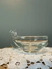 Vintage Modernist Art Glass Handled Bowl Ashtray Heavy Crystal 6” MCM Steuben?