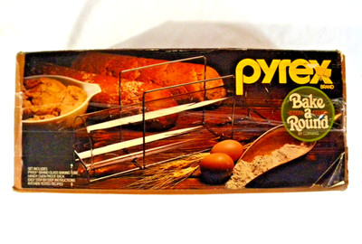 Vintage PYREX Bake A Round Corning Glass Bread Baking Tube w/Rack New, Open Box