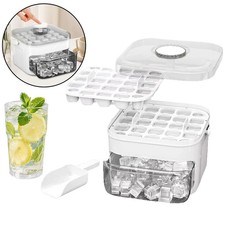50-Cube Ice Maker with Easy Press Cap Double Layer Ice Cube Tray Refrigerator