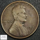 1911 S Lincoln Wheat Copper Cent 1C
