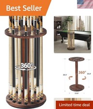 Elegant 360  Rotating Wood Pool Stick Holder for 15 Cues - Natural Finish