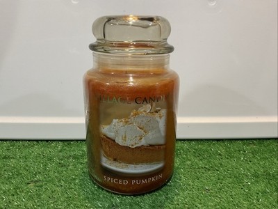 NEW Village Candle Spiced Pumpkin Large Apothecary Jar Scented Candle 26 oz