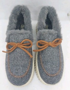 Skechers Cozy Ojai Moccasin Slippers Gray Warm Cozy Shoes Women's Size 6.5