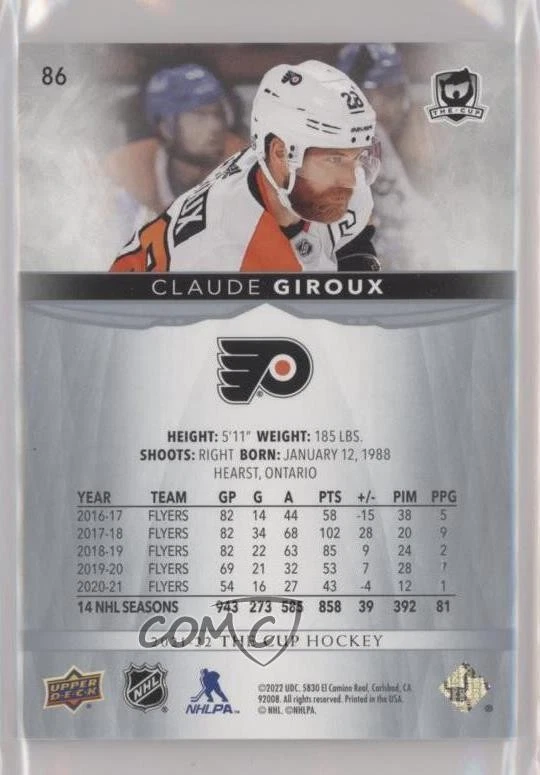 2021-22 Upper Deck The Cup /249 Claude Giroux #86 - Image 2 of 2