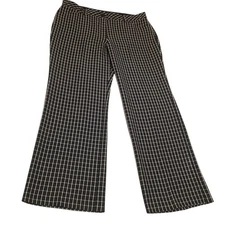 Counterparts Womens Black White Grid Check Flare Leg Pants Business Casual Sz 16