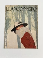 Antique Art Deco Blanco y Negro’ Cover – Woman in Red Coat & Hat in Snowy Forest