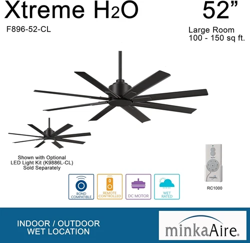 Xtreme H2O 52" Ceiling Fan in Coal - Stylish & Durable Design - Picture 9 of 9