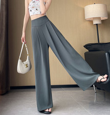 Summer Women Wide Leg Pants Casual elastic waist Lightweight Trousers Soft Pants