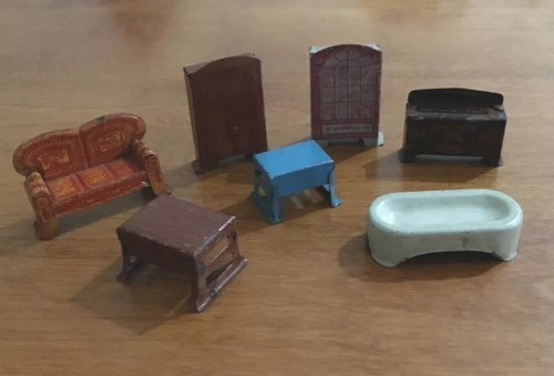 Vintage Marx Newlyweds Tin Furniture, Library, Living Room, Bathroom 1920’s