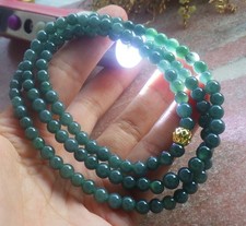 Video authentication green natural jade 6mm bead necklace 28 inch necklace-