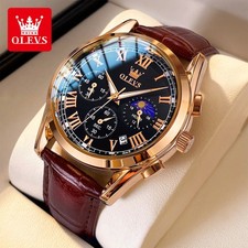 OLEVS Chronograph Men's Sport Watch, Luxury Classic Business Design, Brown