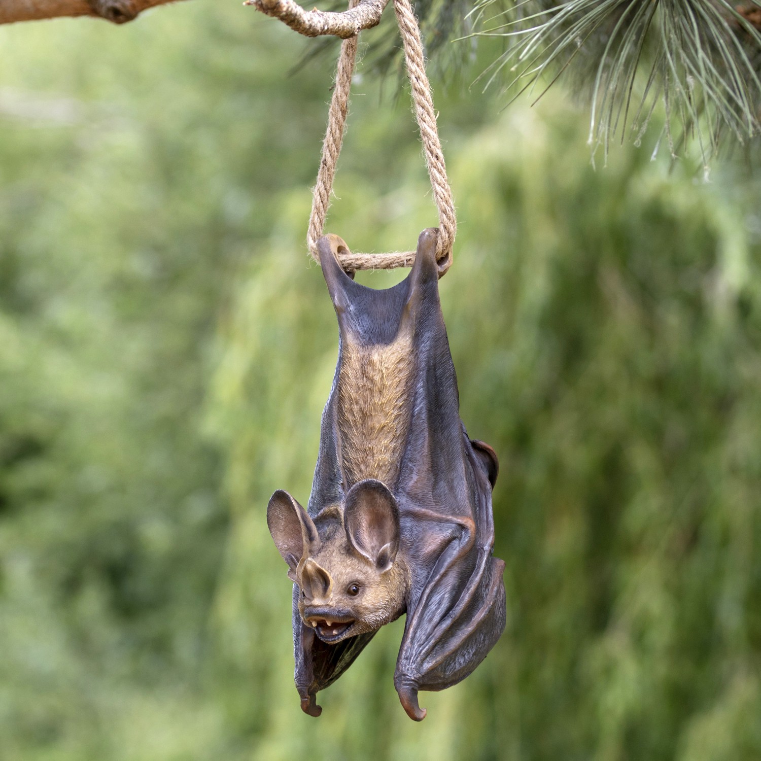 Hanging Bat Garden Ornament Black Resin Wildlife Halloween Indoor Outdoor Decor