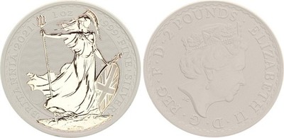 England 2 Pounds 2021 Britannia White Cerafine 1oz Silber Stempelglanz  136759