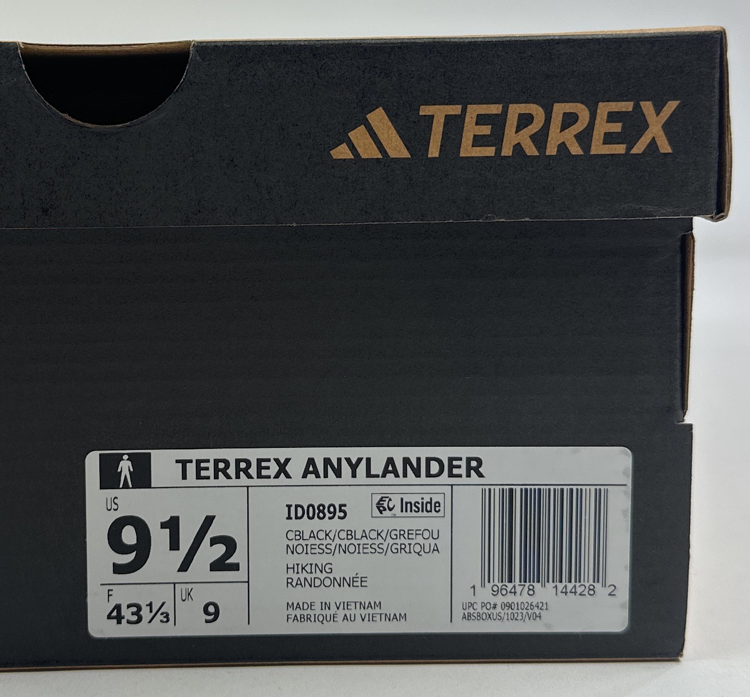 Adidas Terrex Anylander Mens 9.5 Shoes Sneakers Black Athletic Hiking Low ID0895