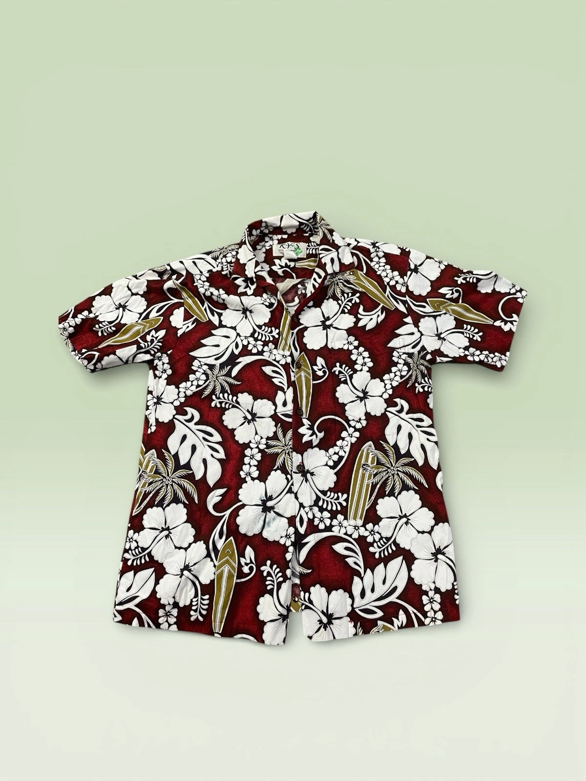 Ky’s Hawaiian Floral Button-Up Shirt – Red / White Tropical Print 🌺