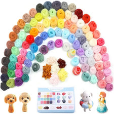 103 Colors Wool Roving Fiber Alpaca Curly Fiber Needle Felting Kit Wool Roving 