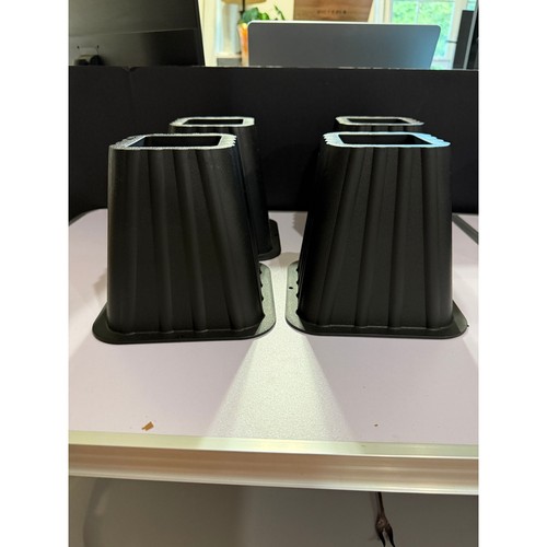 Black Plastic Bed Risers Set of 4 6 Inch Furniture Lift Blocks
