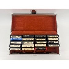 Vintage 19pc 8-Track Tape Lot Aerosmith Eagles Brown Suede Case Mixed
