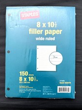 Staples Wide Ruled Filler Paper 8" x 10-1/2" 150 Sheets 3 Hole 502879 - Sealed