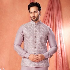 3 Pc Mens Designer Wedding Bollywood Party Wear Traditional Kurta Payjama Jacket