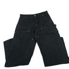 Carhartt B01 BLK Mens Black Double Front Work Dungaree Duck Canvas Pants 36x32