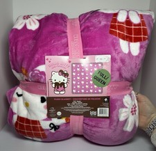 Sanrio Hello Kitty PINK Valentines Full/Queen 90x90 TikTok Flowers Plush Blanket