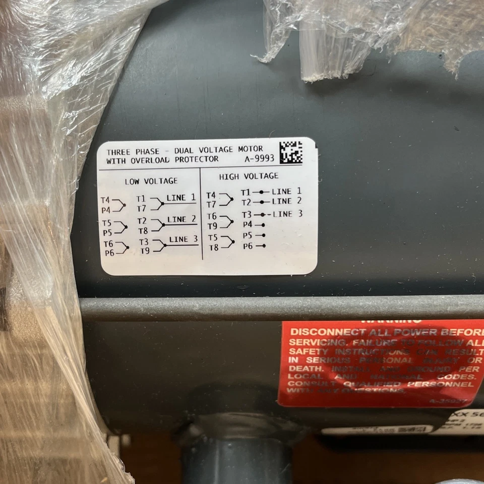 Motor trifásico maratón ubicación peligrosa motor 056T17G15608, 2 HP, 230/460V AC Foto 2 de 3