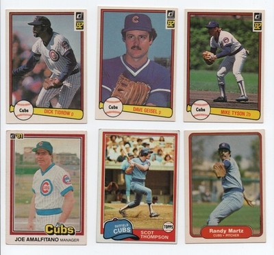 CHICAGO CUBS 1981 & 1982 BASEBALL LOT MARTZ, TIDROW, AMALFITANO, TYSON GEISEL...