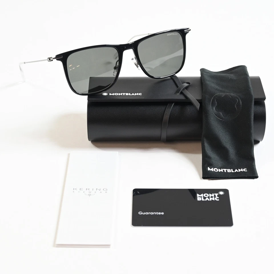 Montblanc MB0206S 001 Hombres Auténticas Gafas de Sol Negro/Metal Armado, 53 mm - Nuevas - Imagen 2 de 4