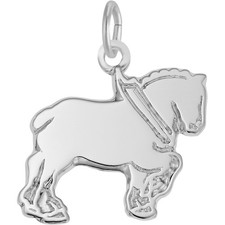 Flat Clydesdale Charm - Metal - Sterling Silver