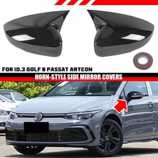 Spiegelkappen Außenspiegel Gehäuse Glanz Schwarz Für VW Golf 8 mit Side Assist
