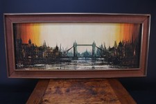 Ron Folland London Bridge Vintage Framed Print Huge 128cm Wide Retro 1970s