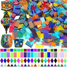 2800 Pcs Transparent Stained Glass Mosaic Tiles   Assorted Colors, 4 Shapes ...