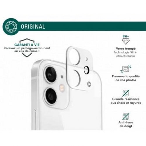 Protection caméra iPhone 12 en verre trempé ultra-résistant transparent