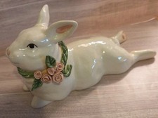Mudpie Ceramic Laying Rabbit With Floral Bunn...