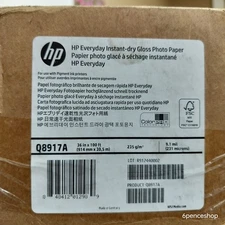 Sealed in OB-HP Q8917A Everyday Instant-dry Gloss Photo Paper, 36" x 100' White