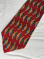 Vintage Jos A Bank Tie Red Diamond Pattern All Silk USA Made